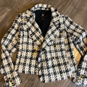 House of Harlow 1960 Black and White Plaid Blazer